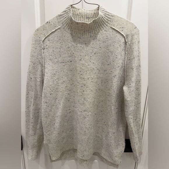 LOFT Women’s Speckled Cream Mock Turtleneck Sweater - Picture 1 of 4
